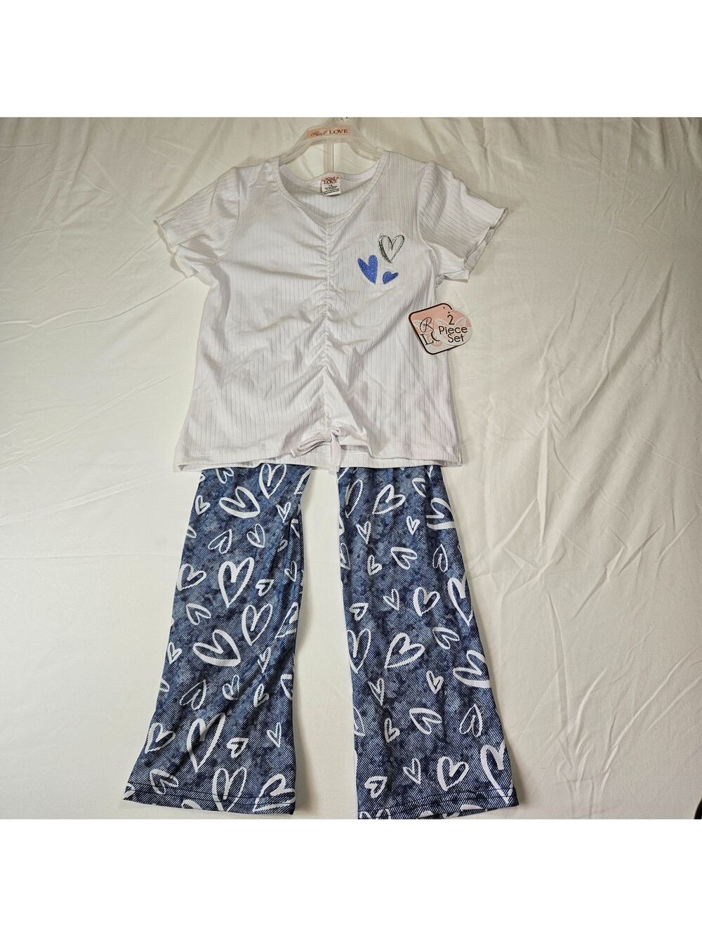 Real Love Girls 2pc Ruched Top & Heart Leggings Set NWT Size 7/8